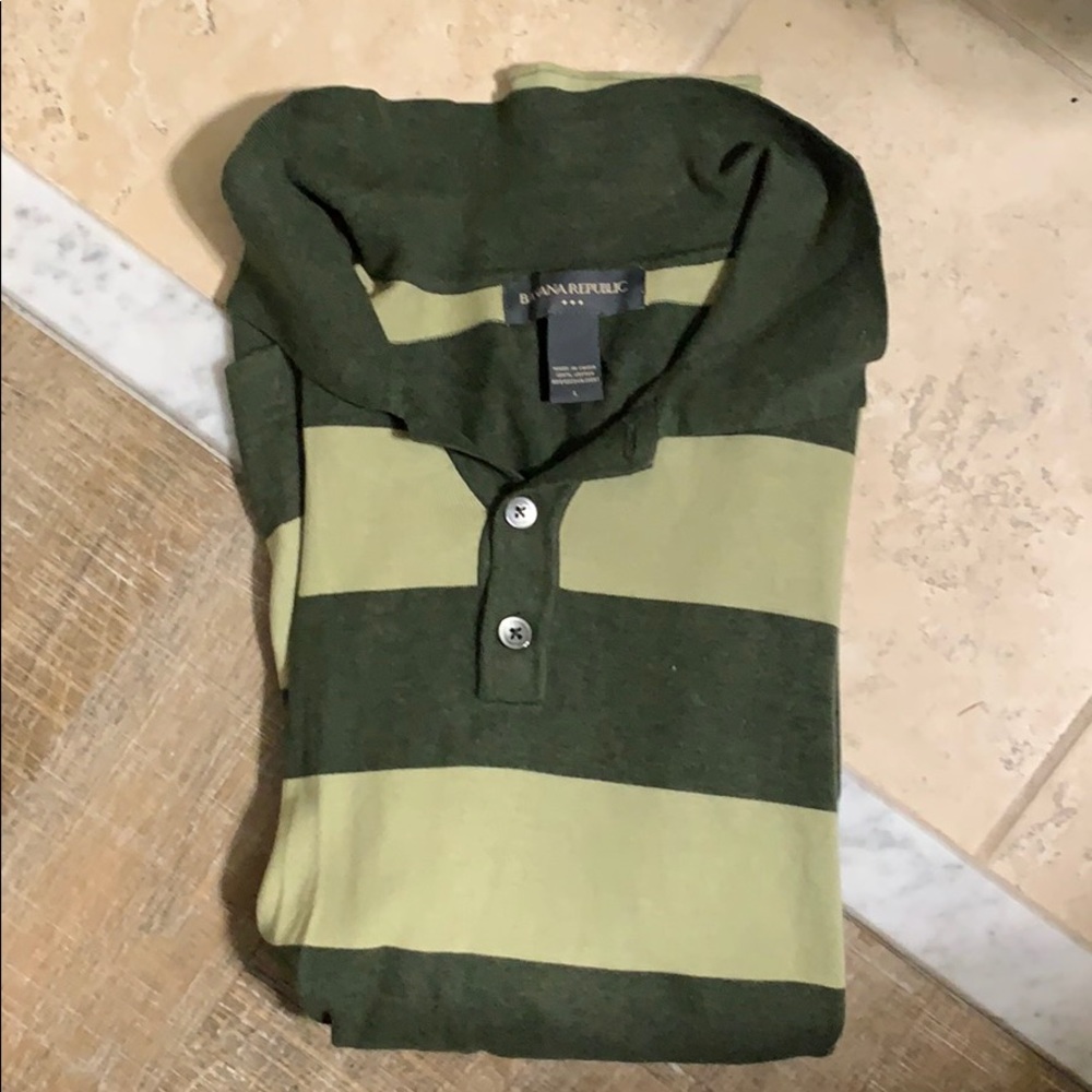 Green/light green long sleeve polo